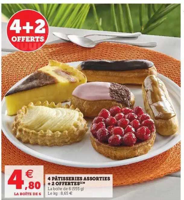 4 pâtisseries assorties + 2 offertes