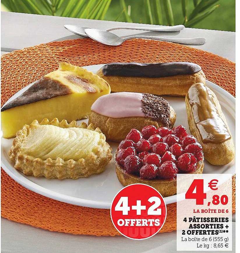 4 pâtisseries assorties + 2 offertes