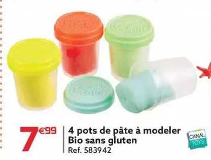 4 pots de pâte à modeler bio sans gluten