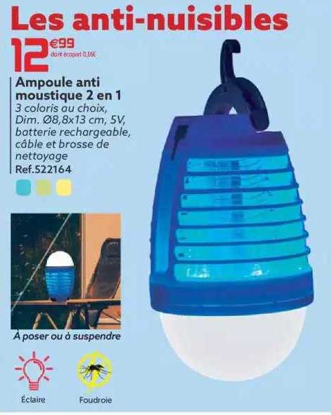 ampoule anti moustique 2 en 1