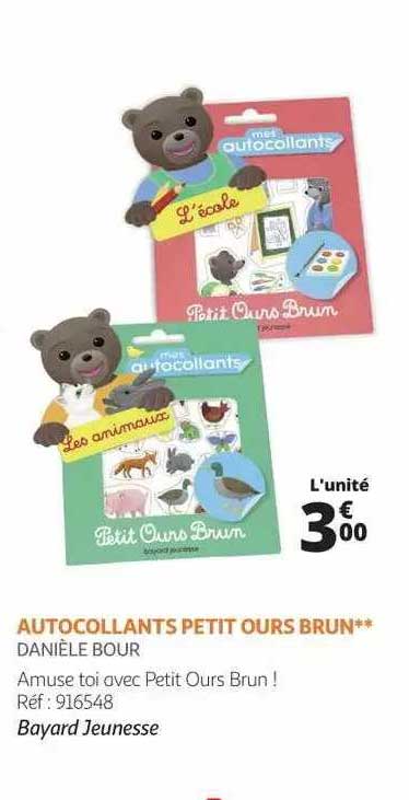 autocollans petit ours brun - bayard jeunesse
