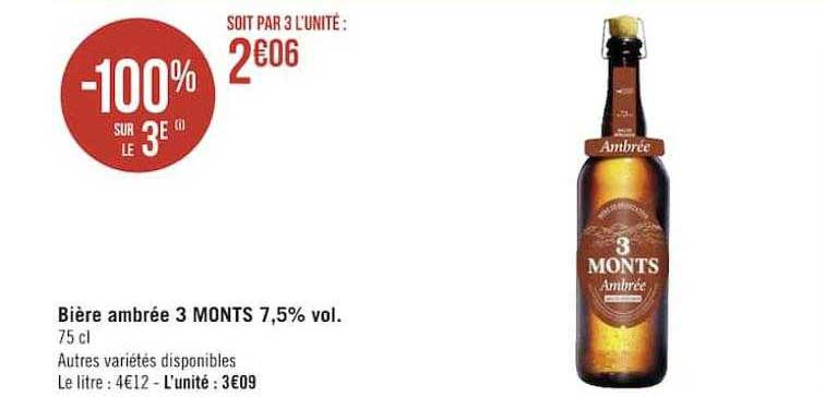 bière ambrée 3 monts 7,5% vol.