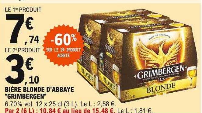 Bière Blonde D'abbaye "grimbergen"