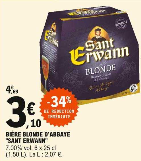 bière blonde d'abbaye "sant erwann"