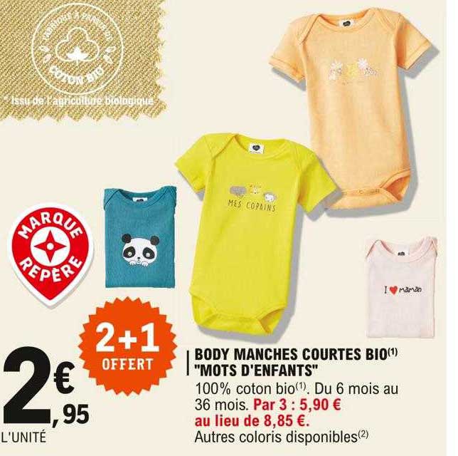 body manches courtes bio "mots d'enfants"