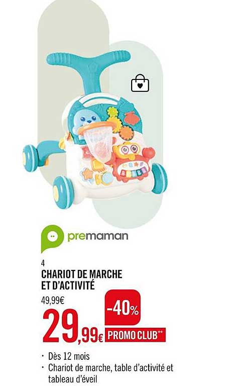 chariot de marche et d'activité premaman