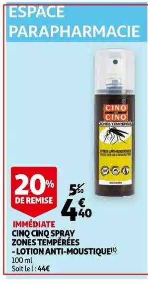cinq cinq spray zones tempérées - lotion anti-moustique