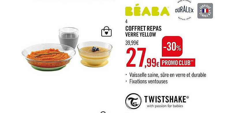 coffret repas verre yellow béaba