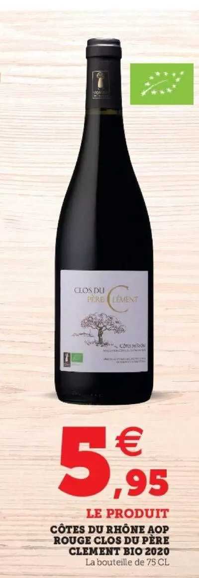 côtes du rhône aop rouge clos du père clément bio 2020
