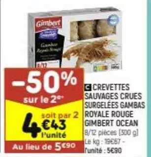 crevettes sauvages crues surgelées gambas royale rouge gimbert océan