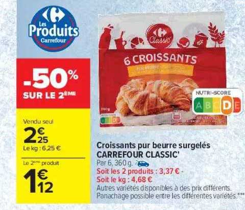 Croissants Pur Beurre Surgelés Carrefour Classic'