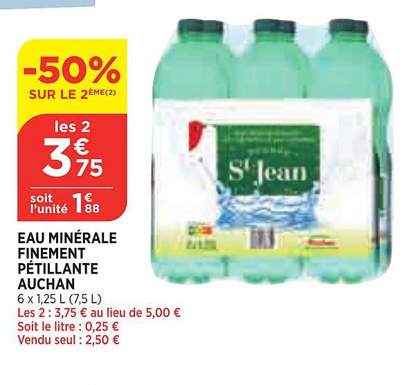 eau minérale finement pétillante auchan