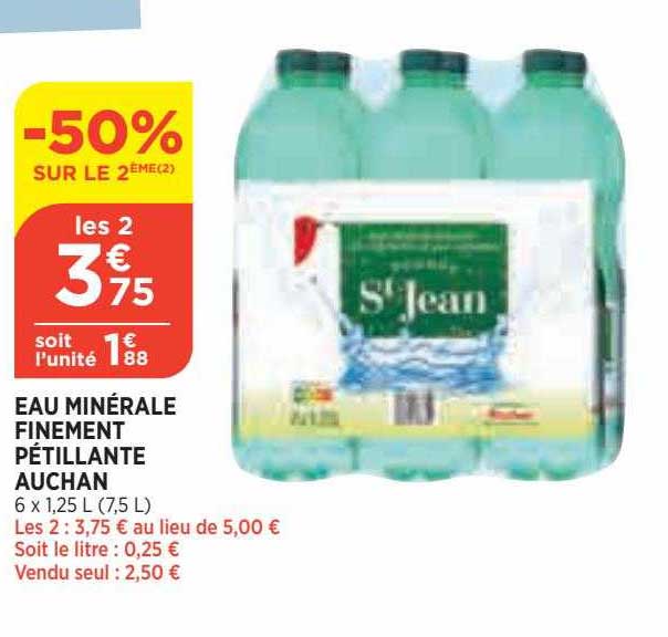 eau minérale finement pétillante auchan