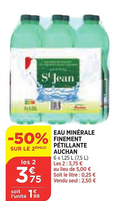 eau minérale finement pétillante auchan