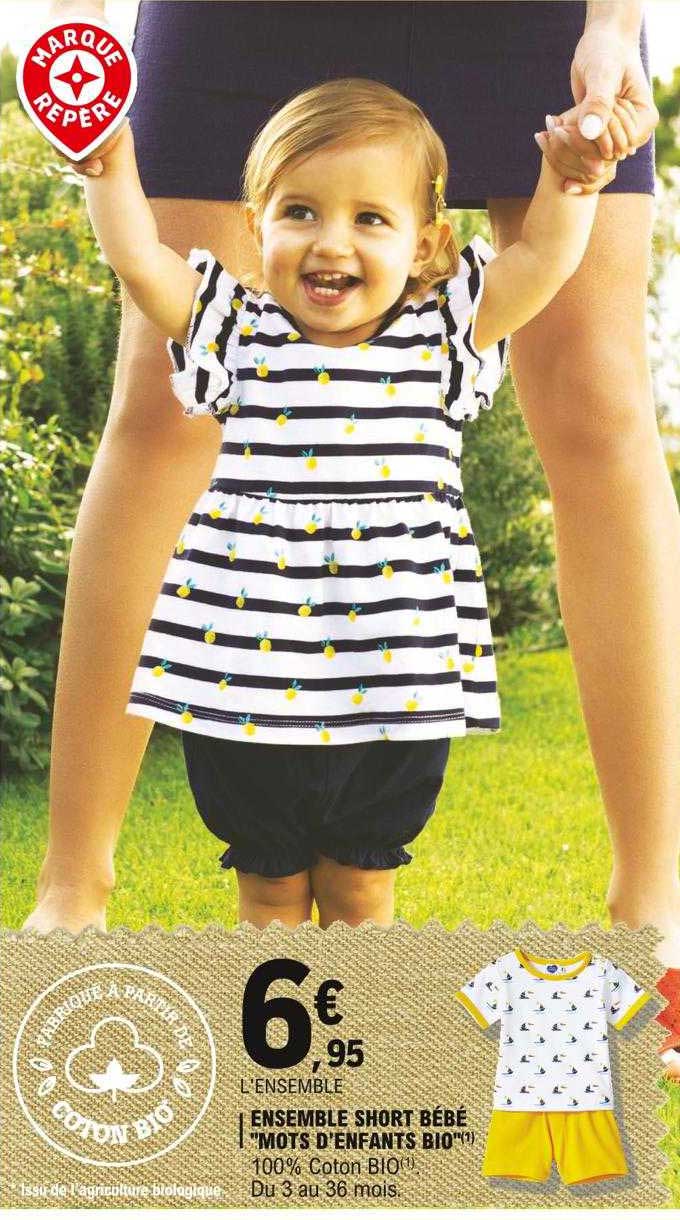 ensemble short bébé "mots d'enfants bio"