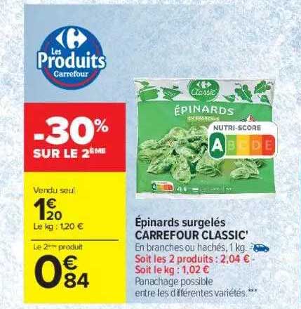 épinards Surgelés Carrefour Classic'