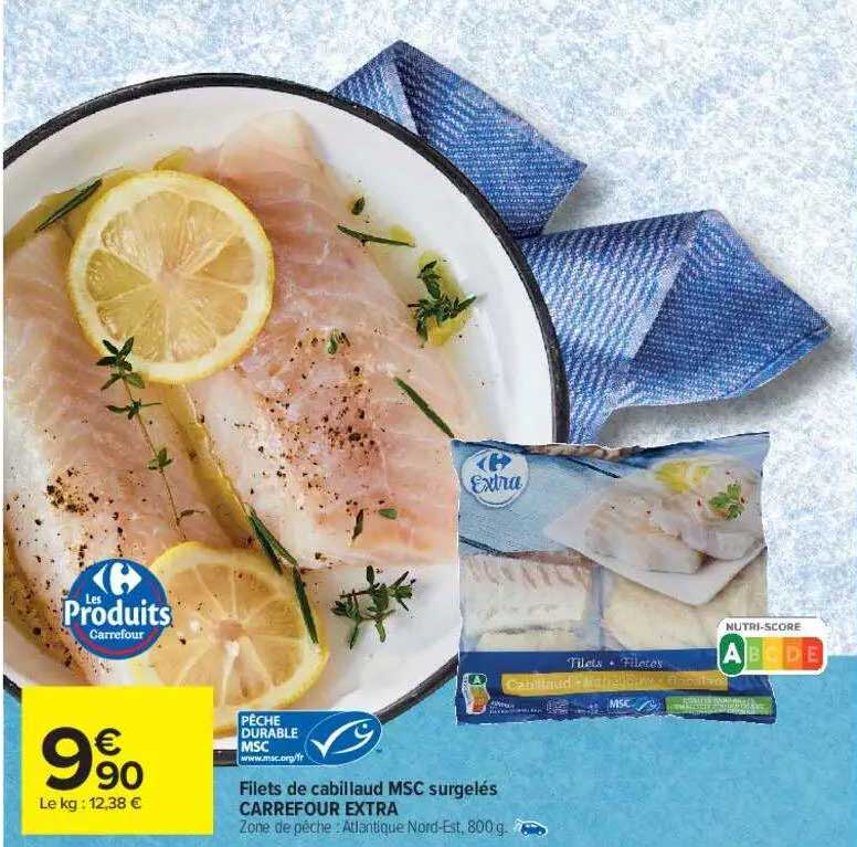 Filets De Cabillaud Msc Surgelés Carrefour Extra