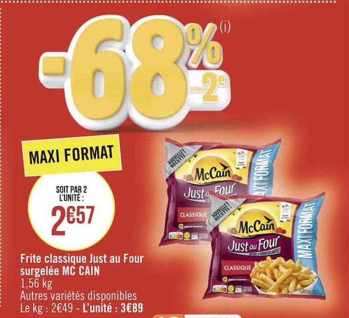 frite classique just au four surgelée mc cain