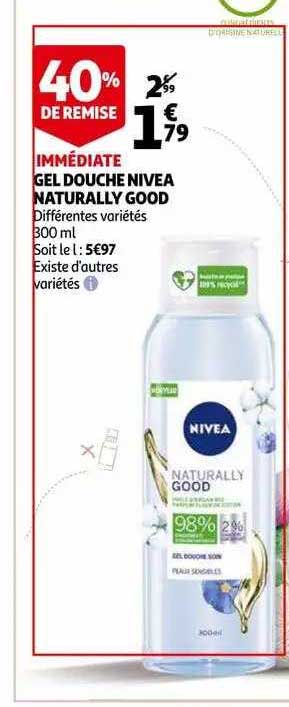 gel douche nivea naturally good