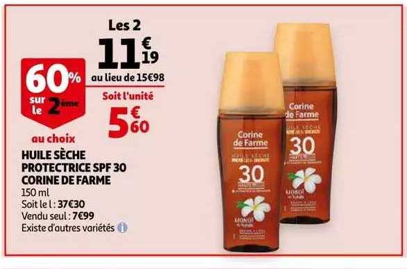 huile sèche protectrice spf 30 corine de farme