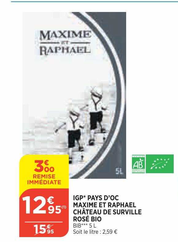 igp pays d'oc maxime et raphael château de surville rosé bio