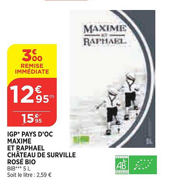 igp pays d'oc maxime et raphael château de surville rosé bio