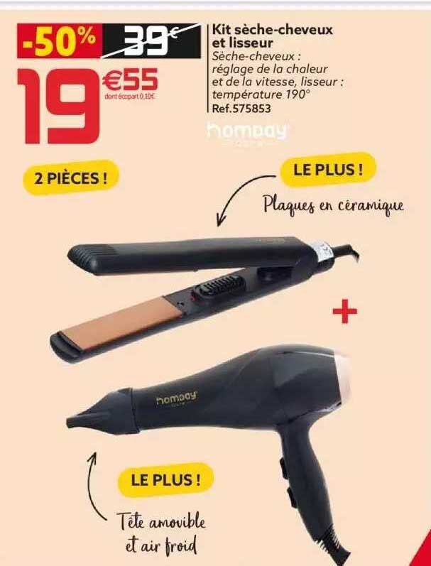 kit sèche-cheveux et lisseur homday