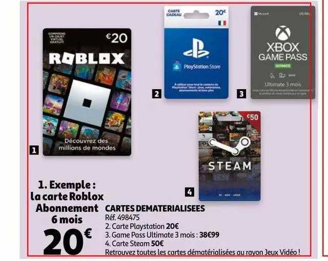 la carte roblox abonnement 6 mois : cartes dématérialisées