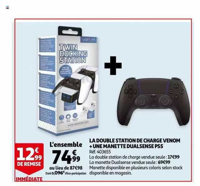 la double station de charge venom + une manette dualsense ps5