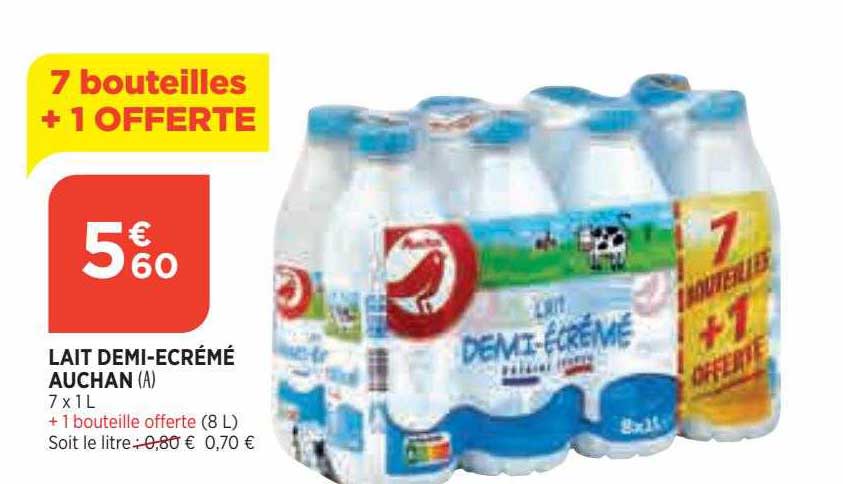 lait demi-écrémé auchan