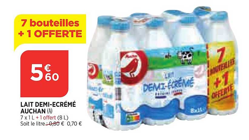 lait demi-écrémé auchan