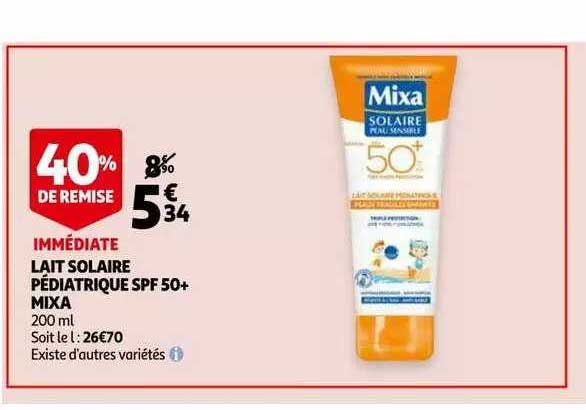 lait solaire pédiatrique spf 50+ mixa
