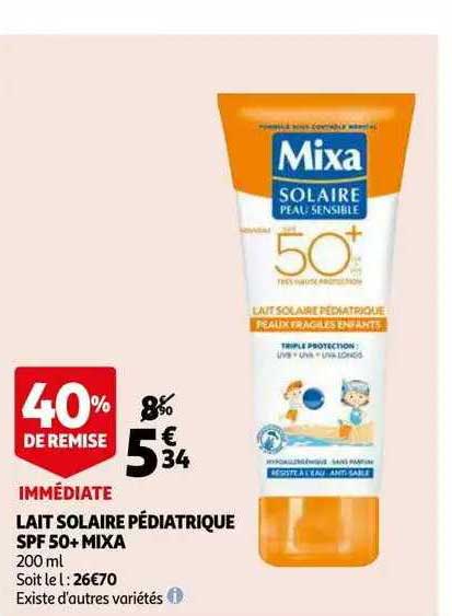 Lait Solaire Pédiatrique Spf 50+ Mixa