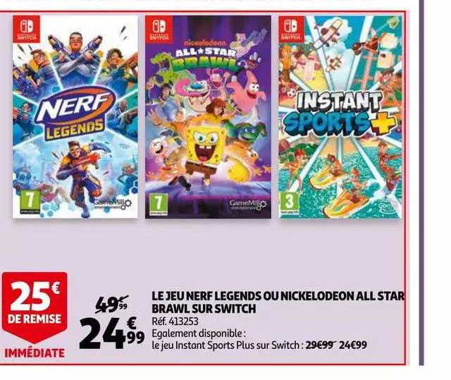 le jeu nerf legends ou nickelodéon all star brawl sur switch