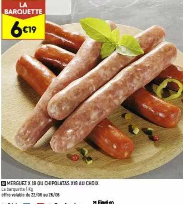 merguez x18 chipolatas x18 au choix