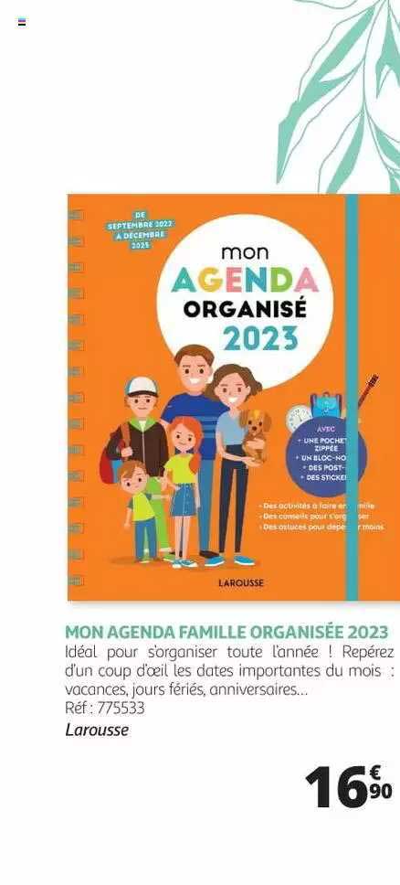 mon agenda famille organisée 2023 - larousse