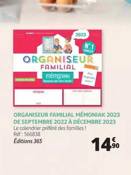 organiseur familial mémoniak 2023 de septembre 2022 à décembre 2023