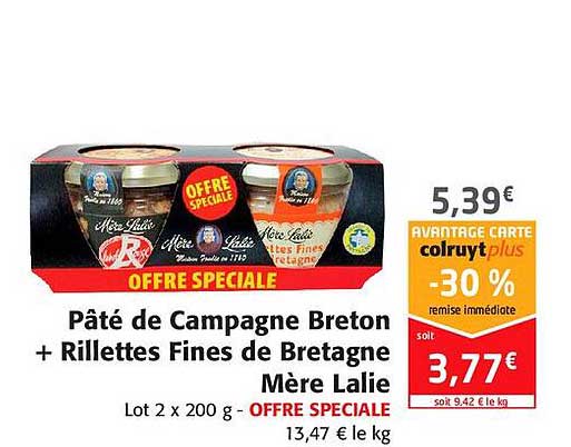 Pâté De Campagne Breton + Rilettes Fines De Bretagne Mère Lalie