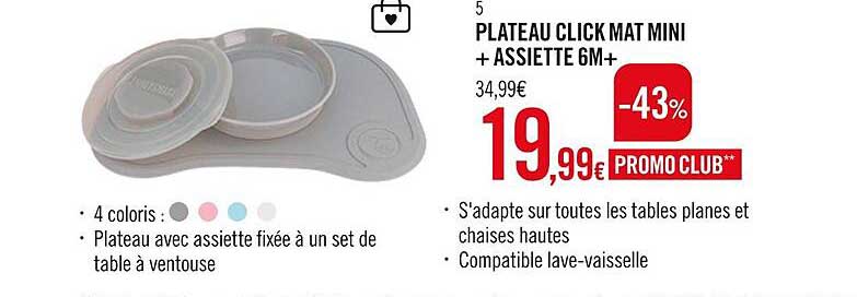 plateau click mat mini + assiette 6m+