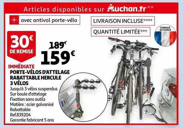 porte-vélos d'attelage rabattable hercule 3 vélos