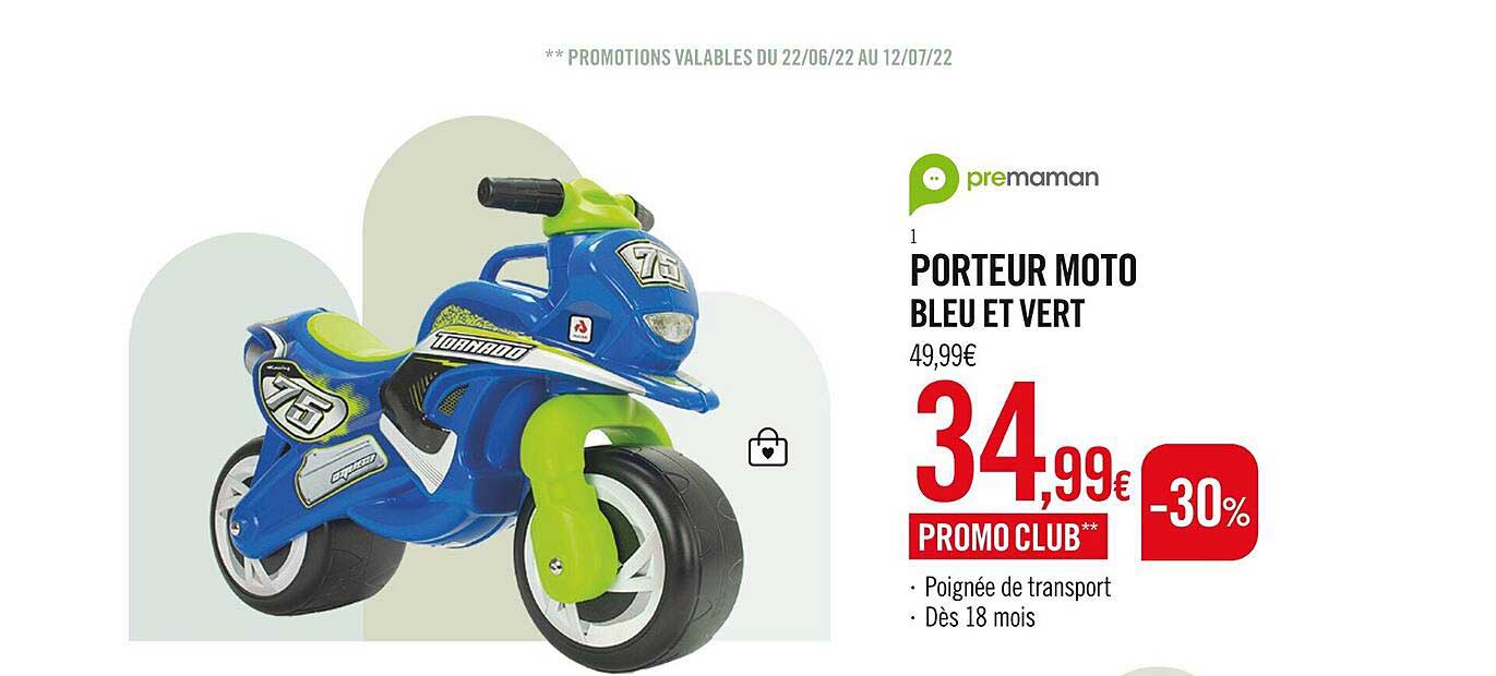 porteur moto bleu et vert premaman