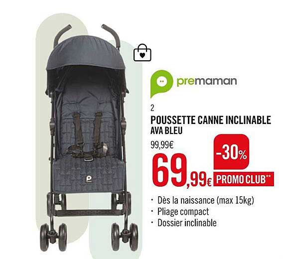 poussette canne inclinable ava bleu premaman