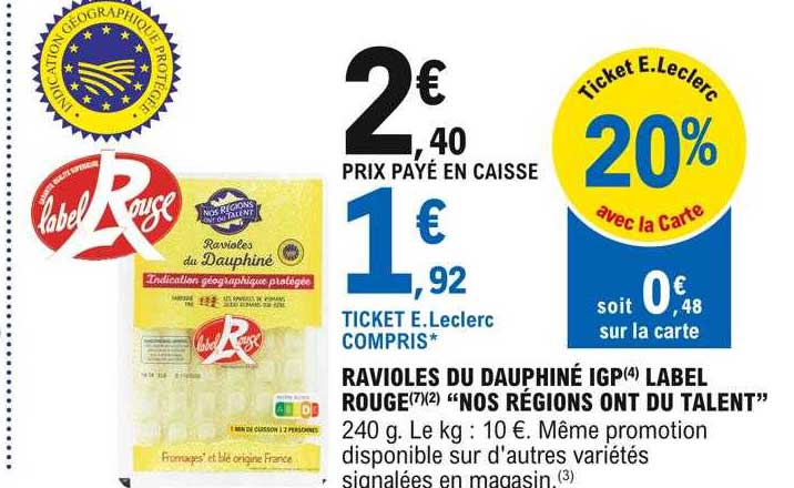 ravioles du dauphiné igp label rouge "nos régions ont du talent"
