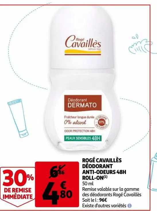rogé cavaillès déodorant anti-odeurs 48h roll-on