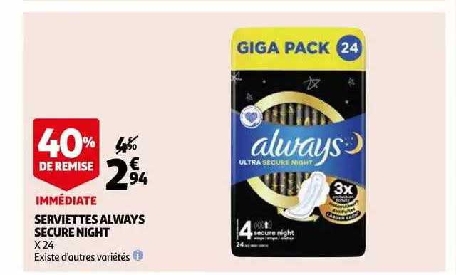 serviettes always secure night