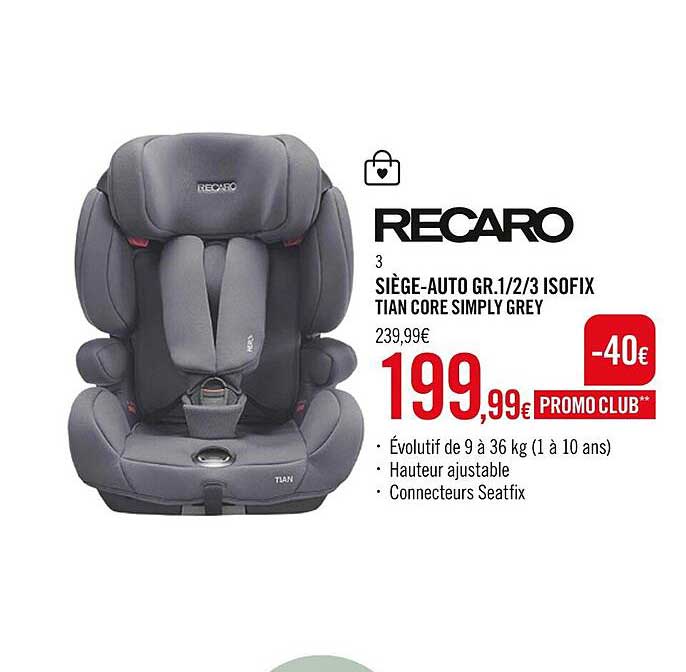 siège-auto gr. 1-2-3 isofix tian core simply grey recaro