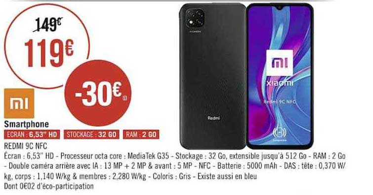 smartphone redmi 9c nfc xiaomi