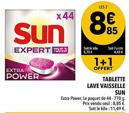 tablette lave vaisselle sun