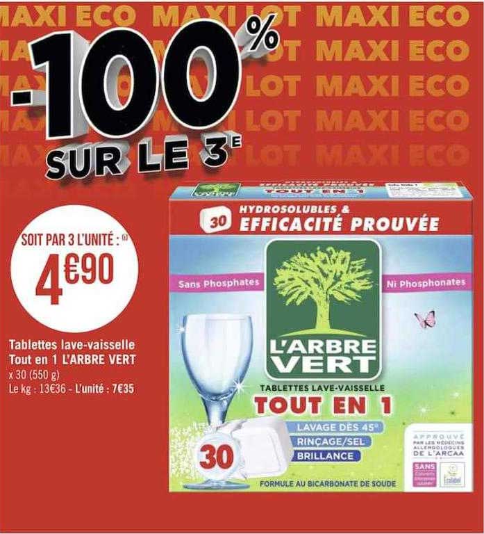 tablettes lave-vaisselle tout en 1 l'arbre vert