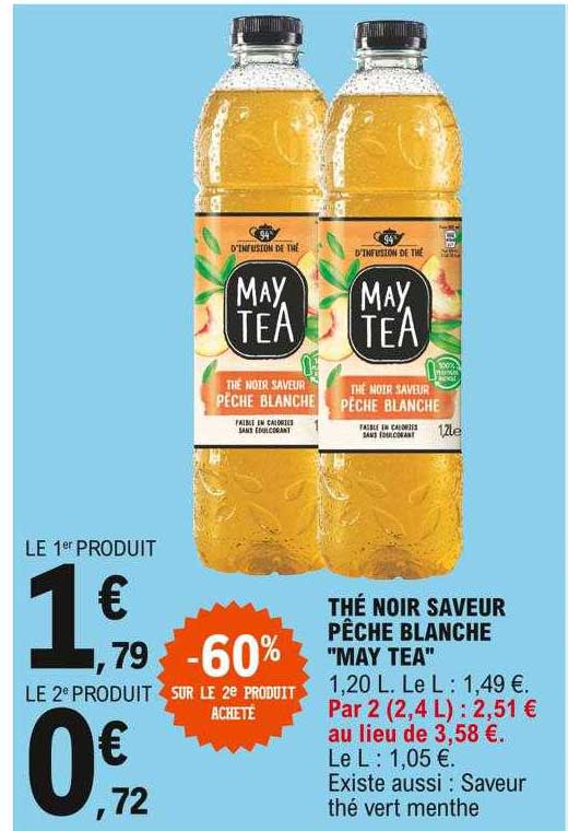 thé noir saveur pêche blanche "may tea"